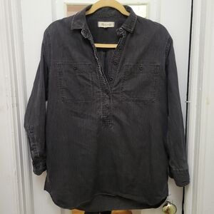 Madewell Gray Denim Shirt EUC Western Boho Goth Punk